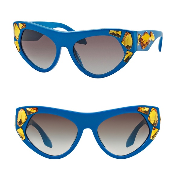 PRADA Voice Crystal Embellished Sunglasses in Blue SPR 21Q / PR 21QS - Picture 1 of 1